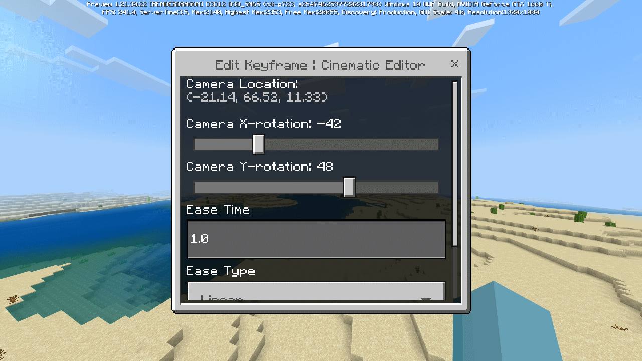 Scene editor mode create keyframe