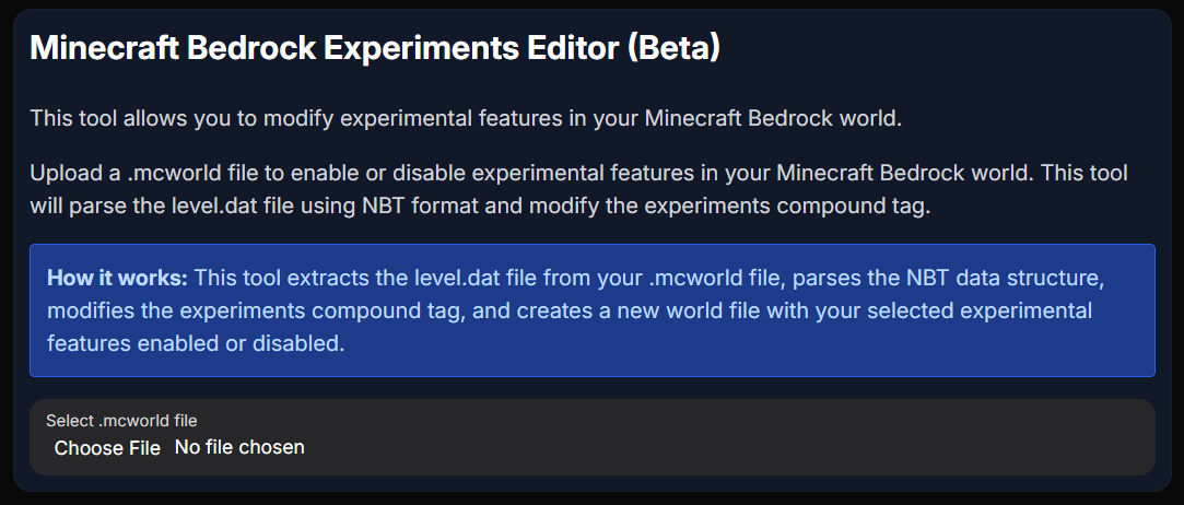 bedrock experiments editor