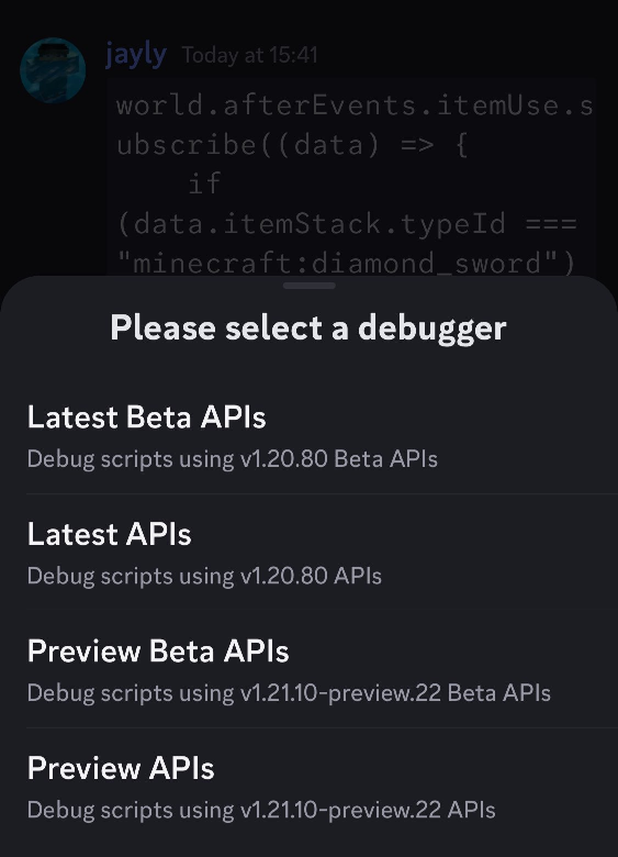 Select debugger in mobile