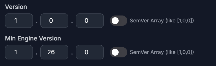 SemVer input fields for manifest v2