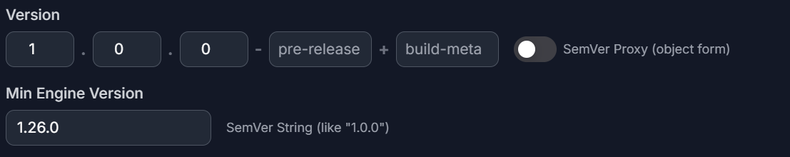 SemVer input fields for manifest v3