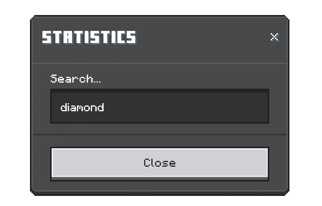 Search bar in statistics menu